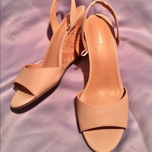 EXPRESS Slingback Cork Wedge Sandals Nude size 9